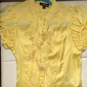 Bebe yellow ruffle blouse